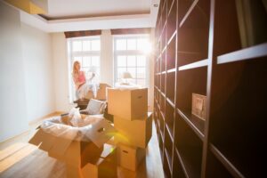Woman packing items into boxes
